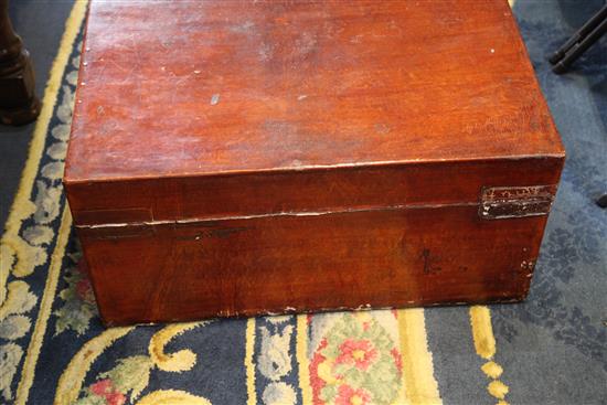 A Chinese lacquered leather trunk, W.2ft 7in.